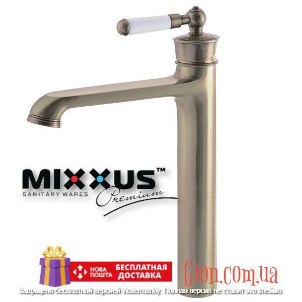 Високий ретро змішувач для накладного умивальника Mixxus Vintage 001 HIGH Бронзовий MI2860 фото