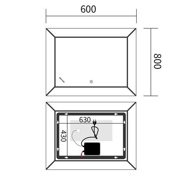 Дзеркало Mixxus CUBIC MR14-80x60-REVERSE (LED Touch, Anti-fog, димер) (MP6648) MP6648 фото