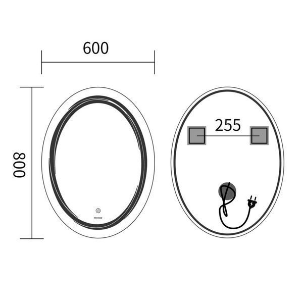 Дзеркало Mixxus Premium WAVE MV04-60x80 (LED Touch, Anti-fog, димер (3-6,5kK)) (MP6636) MP6636 фото