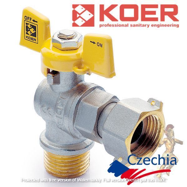 Кран кульовий з накидною гайкою кутовий для газу KOER 3/4" ГШБ (KR.221.G) KR0169 фото