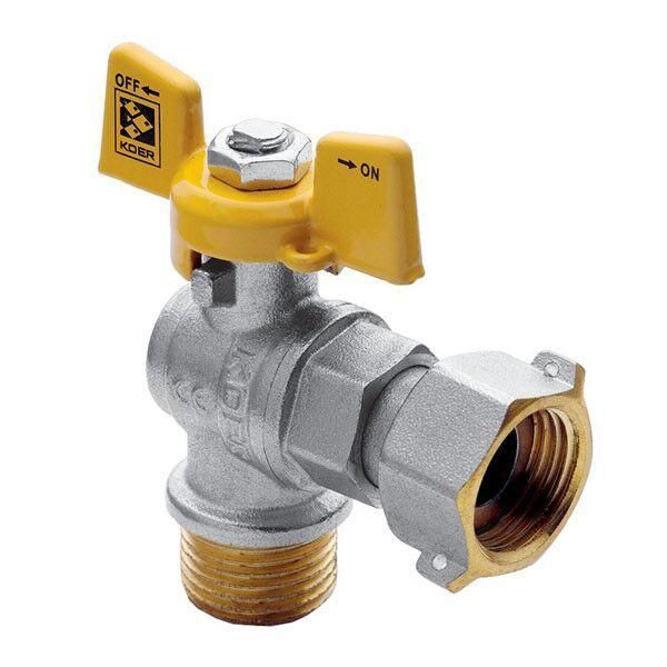 Кран кульовий з накидною гайкою кутовий для газу KOER 3/4" ГШБ (KR.221.G) KR0169 фото
