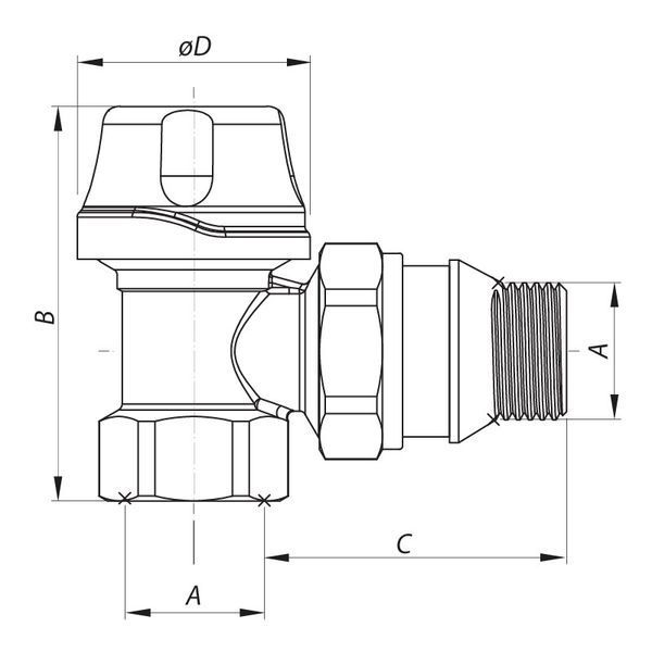Кран термостатичний кутовий 1/2" Чехія KP.921-GI BR92682 фото
