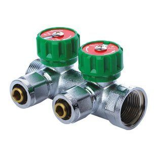 Колектор вентильний з фитингом Чехія KP.1121-2 3/4"x2 ways BR92650 фото