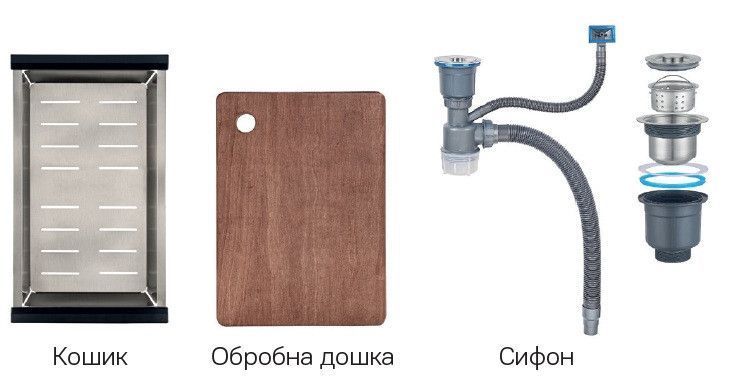 Мийка Zerix ZH6845-SET-05 NANO-BLACK (3.0/0.8) з нержавіючої сталі, комплект (графіт) (ZM5579) ZM5579 фото