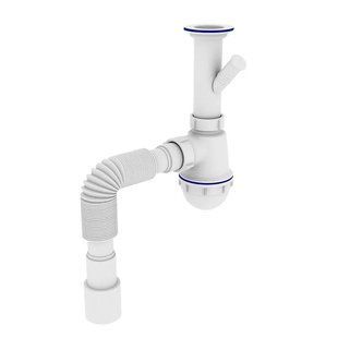 Сифон для кухні Україна SK-01-B 1 1/2"x40 з литим випуском та відведенням для пральної машини ZX94951 фото