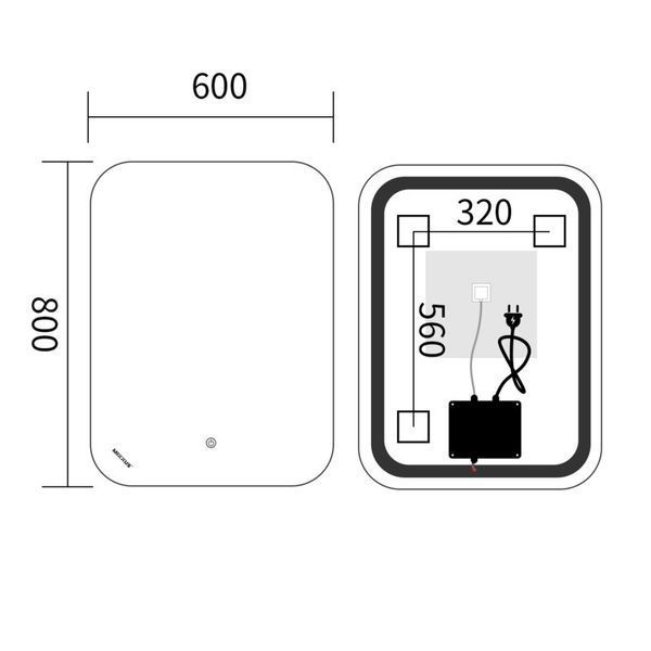 Дзеркало Mixxus Premium DIVERSE MR15-80x60-REVERSE (LED Touch, Anti-fog, димер (3-6,5kK)) (MP6638) MP6638 фото