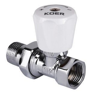 Вентиль радіаторний прямий з ручкою хромований 1/2x1/2 KOER KR.903.CHR.W KR2823 фото