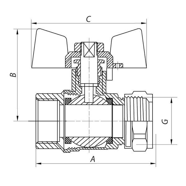 Кран Wing 20x3/4F для металопластикових труб кульовий СК SK0006 фото