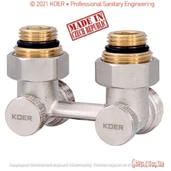 Вузол нижнього підключення сталевого радіатора кутовий 1/2*3/4'' KOER KR.1132 KR2816 фото