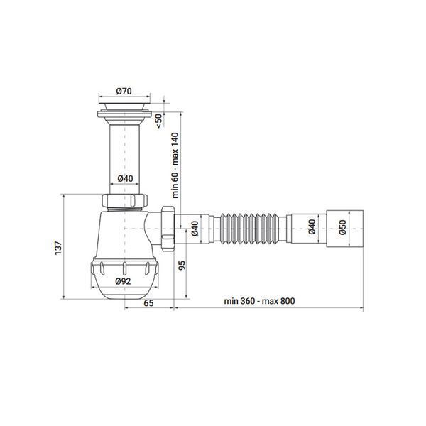 Сифон для кухні Україна SK-01-A 1 1/2"x40 з литим випуском ZX94950 фото